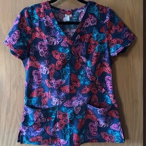 Dickies Butterfly Pattern Scrub Top